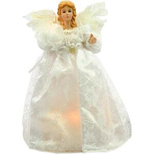 10-Light 9-Inch White Angel Treetop Christmas Decorations